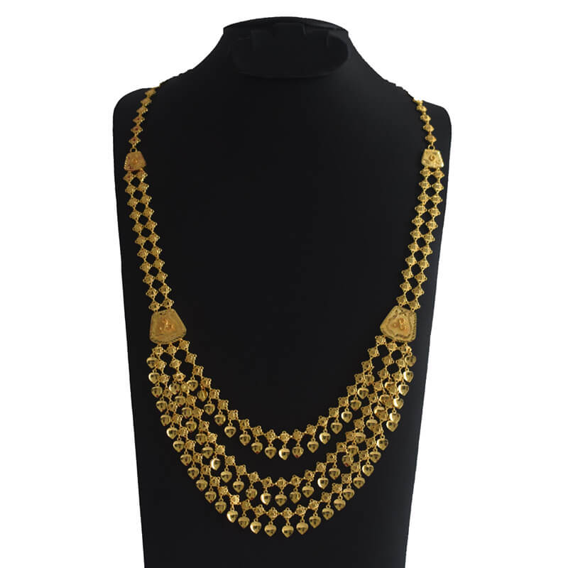 Five line Golden chain long necklace - Shree Mauli Creation - 997396