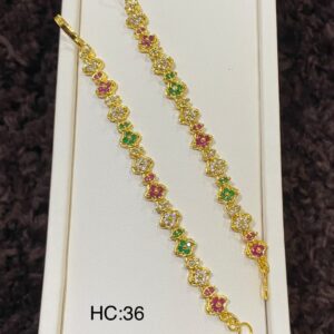 Gold Plated American Diamond Multi Color Traditional Bangles for Women/Girls