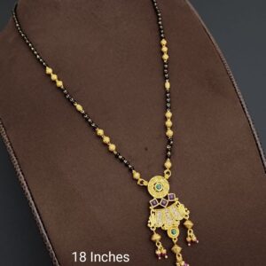 Black Pearl Mangalsutra Chain With Beaded Hanging Round Pendant For Women