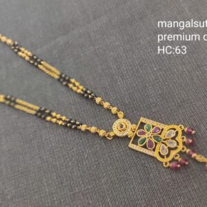 Short Multi-Color Karimani Mala Fashion Designs One Gram Gold Plated 18 Inches Chain with Modern Pendant Locket Design Collections