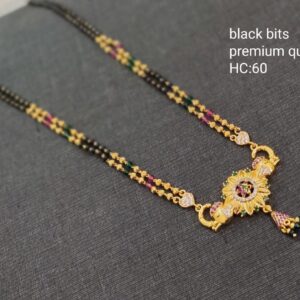 Crown Style Short Karimani Mala Fashion One Gram Gold Plated 18 Inches Multi-Color Chain with Crown Pendant Locket Jeweller