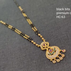 Bud Vase Designed Short Karimani Mala Fashion One Gram Gold Plated 18 Inches Chain with Stylish Pendant Locket Design Collections