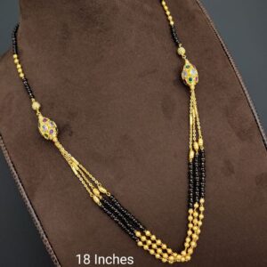Three Layer Ball Chain Karimanimala With CZ Designer Golden Beads For Women