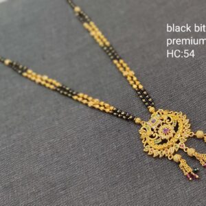 Classic Karimani Mala Round Flower Designer Pendant Two Layer Gold Plated 18 Inches Chain