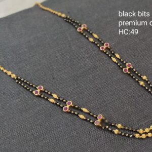 Layer Karimani Black Bits Designs Gold Plated 18 Inches Chain Ruby Belted Jewellery