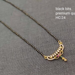Short Black Bits Designs Gold Style Gold Plated 18 Inches Chain with Arch Stylish Pendant Locket Design Jewellery