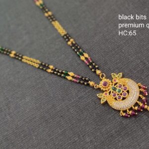 Malabar Design Karimani Mala Set One Gram Gold Plated 18 Inches Chain with Beautiful Pendant Locket Design Collections