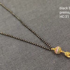 Simple Kerala Karimani Mala Latest Designer Single-layer Gold Plated 18 Inches Chain with Ball Hanging Pendant Locket Design