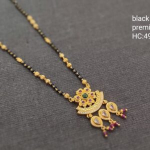 Joyalukkas Fashion Flower Karimani Mala One Gram Gold Plated 18 Inches Chain with Half Moon Pendant Locket Design Collections