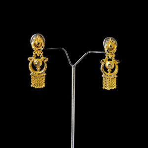 Chain Hanging Designer Drops Earrings with Half Moon Stud