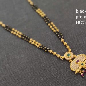 Kalyan Fashion Karimani Mala Micro Gold Plated 18 Inches Chain with Stylish Multi-Color Pendant Locket Design Collections