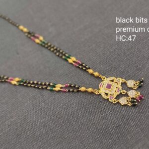 Bhima Style Karimani Gold Model Jewellery One Gram Gold Plated 18 Inches Chain with Stylish Multi-Color Pendant Locket Design