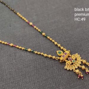 Bhima Design Karimani Mala Multi-Color Gold Covering 18 Inches Classic Chain with Stylish Crystal Hanging Locket Model