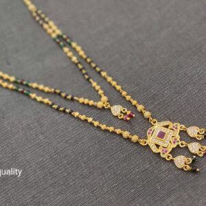 Two Layer Short Multi-Color Karimani Chain Designs Gold Plated 18 Inches Modern Pendant Locket Design