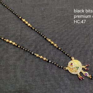 Bhima Jewellers Karimani Mala One Gram Gold Plated 18 Inches Chain with Stylish Pendant Locket Design Collections