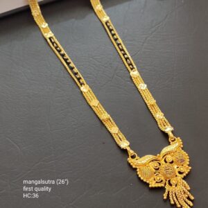 Multi-Layer Gold Design Chain with Karimani Mix Indian Wedding Mangalsutra 26 Inches Chain with Pendant Collection