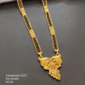 Two Layer Black Beads Gold Plated Mangalsutra 26 Inches Chain with Amazing Pendant Jewellery