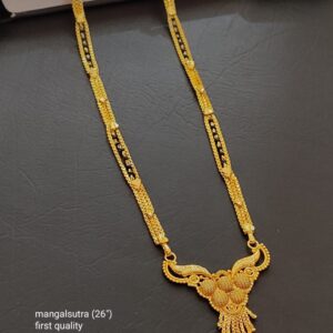 Sofia Gold Design Black Bead Chain Mangalsutra 26 Inches with Modern Pendant Jewelry