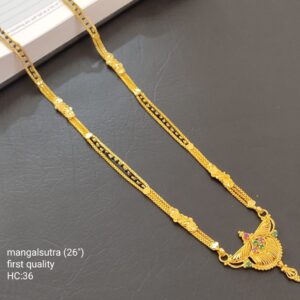Kalyan Wedding Mangalsutra with Stone Pendant - Black Bits Designer 26 Inches Chain