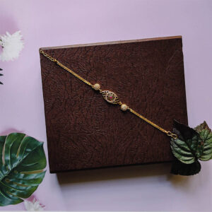 Flower Style White Multi Stone Bracelet Crafted for Party Wear with Ruby Center Sron Attraction for Girls and Women