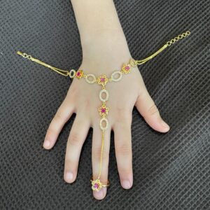 Flower Type Bracelet With Pinkish Stone For Women & Girls