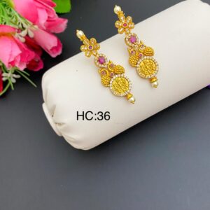 Stylish Traditional Jhumki Earrings With Pink Stone For Women & Girls