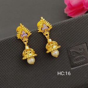 Stylish Traditional Jhumki Earrings With Pearl Drop Hangings For Women & Girls
