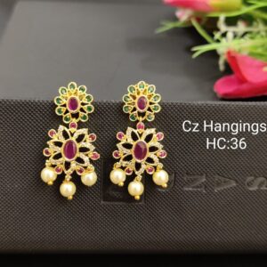 Traditional Handicrafted Floral Cut CZ Earrings For Women