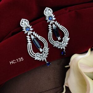 Crystal Shine Blue White Diamond Earrings