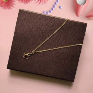 Splendid Heart Pendant Red American Square Diamond Necklace Gold Designer Classic Curb Simple Necklace for Girl and Women