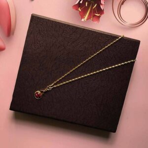Round Red Drop American Diamond Style Round Pendant Necklace with Latest Fashion Style Chain Necklace for Girls and Women