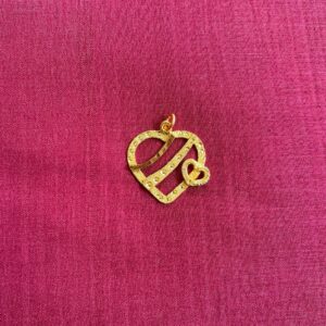 Double Love Locket - Small Gold Designed Heart Shaped Daily Wear Pendent for Girls and Women