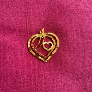 Triple Love Locket - Small Gold Designed Heart Shaped Daily Wear Pendent for Girls and Women