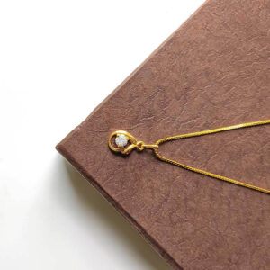 White Stone Bud Style Gold Plated Pendant Necklace with Tiny Box Chain from JIMIKKI Teenage Jewellery Brand Collections 2021