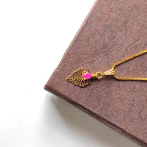 Dream Catcher Necklace Leaf Pendant Ruby Stone Modern Design Trending Teenage Necklace with Nice Box Chain for Girls and Women
