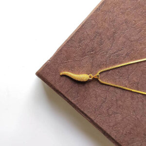 Wavy Chili Pepper Pendant Gold Plated Necklace with Tiny Box Chain from JIMIKKI Teenage Jewellery Brand Collections