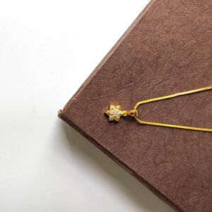 Stunning Flower Diamond Necklace - Leaf Flower White Stone Pendant with Box Chain Necklace for Girls and Young Women