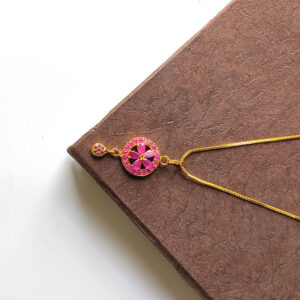 Women's Fashion Necklaces Ruby Stone Flower Designer Pendant Necklace with Box Chain for Daily Wear Jewellery