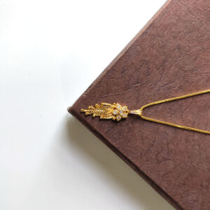 Floral Necklace Chain Hanging Designer AD Stone with Small Box Chain Stylish Pendant Necklace Jewelry for Girls and Women