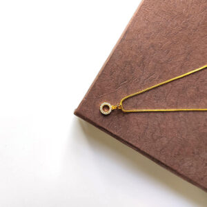 Petite Round Necklace - Very Small Round Shaped American Diamond Stone Pendant with Box Chain Necklace for Teenage Girls