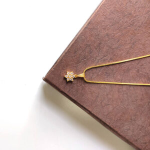 Dazzling Diamond Necklaces - 7 Stone Flower Designed Pendant with Nice Box Chain Necklace for Kids Girls and Women