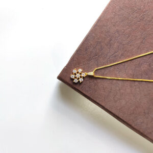 Nakshatra Diamond Necklace Teenage Fashion Jewellery - Seven White American Diamond Flower Designed Classic Pendant Necklaces for Girls and Young Women