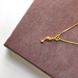 Gold Plated Fish Pendant Necklace Cute Dolphin Fish Pendant with White Stone Eyes and Narrow Box Chain Necklaces for Girls and Young Women