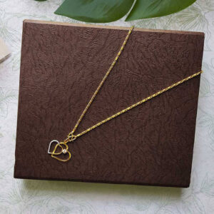 Couple Heart Lovely Necklace White American Diamond Designed Locket with Latest Fashion Style Chain Necklace for Kids Girl and Women