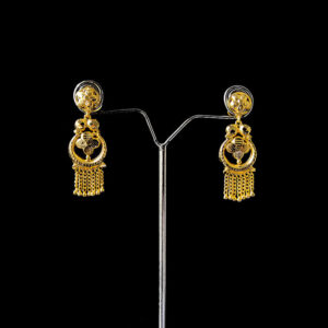 Chain Hanging Designer Drops Earrings with Round Stud