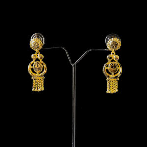 Chain Hanging Designer Drops Earrings with Double Round Stud