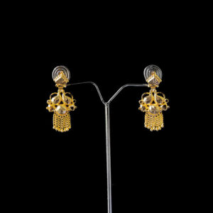 Chain Hanging Designer Drops Earrings with Sun Leaf Stud
