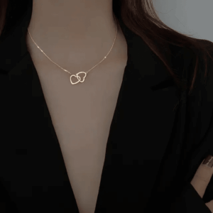 Elegant Interlocked Double Heart Necklace