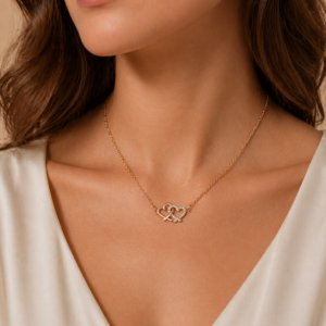 Double Heart Pendant Necklace