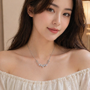 Elegant Butterfly Crystal Necklace Silver Finish